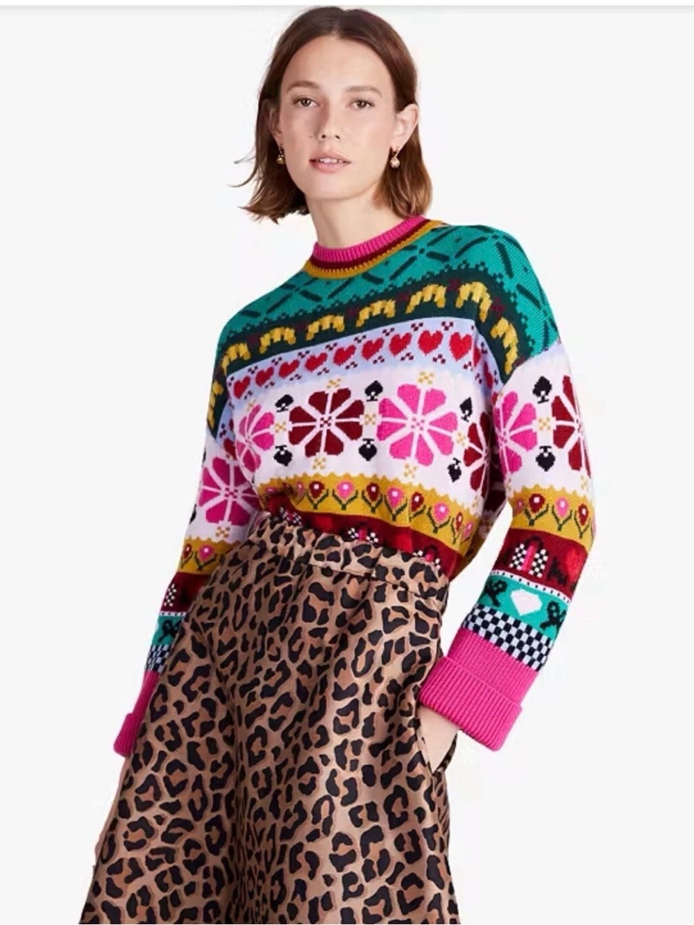 Kate Spade Flower Intarsia Sweater NWOT Size M